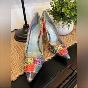Aera Olivia Pump Snake Multicolor Patchwork Heels Womens 10.5 Maximalist Prairie